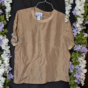 BFA Classics Silky Brown Crewneck Blouse